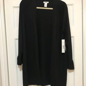 Open Sweater with Ruffle Sleeve Detail